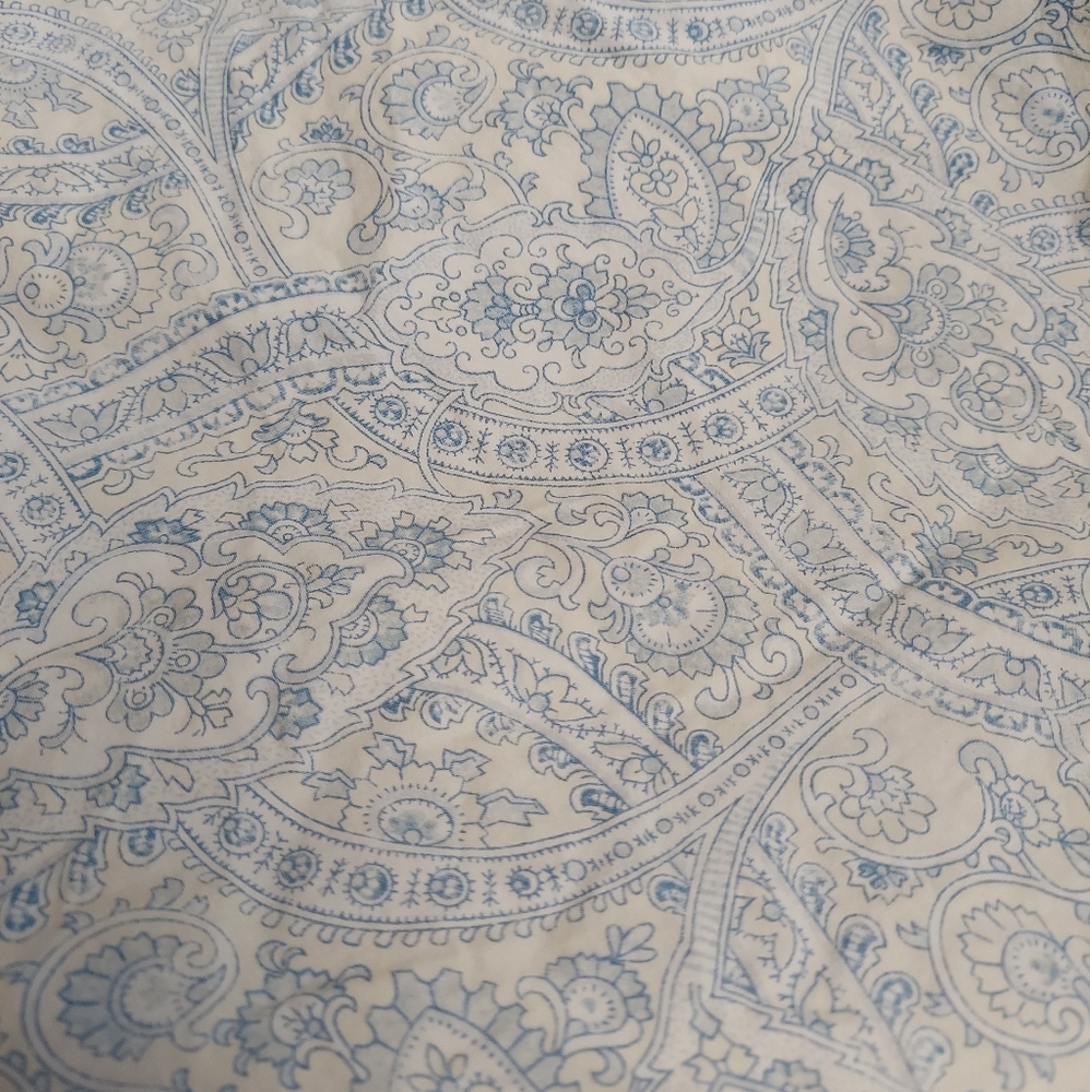 Ralph Lauren dble fitted sheet blue white paisley Cottagecore French Country